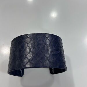 Navy Blue Snakeskin Real Leather Cuff Bracelet-NWOT